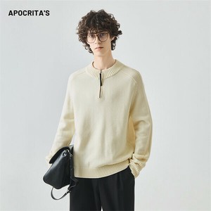 P23356 セーター 無地 男 ニット ファッション メンズ 長袖 ポロシャツ カジュアル トップス