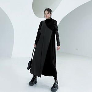 u29438トップス レディース ロングワンピース ベスト ノースリーブ ゆったり 欧米風 2025秋新作
