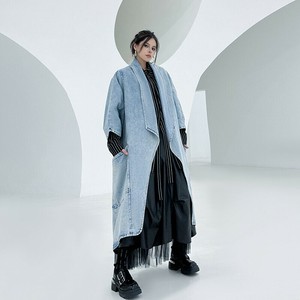 u29443トップス レディース コート デニムジャケット ロング丈 カーディガン ポケット付き 2025秋新作