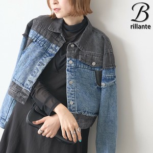 【10/上・予約販売】配色デザイン デニムクロプトジャケット 2025aw　BRILLANTE東京（201041）