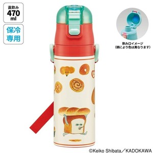 超軽量コンパクトロック付ワンプッシュダイレクトステンレスボトル 470ml　パンどろぼう