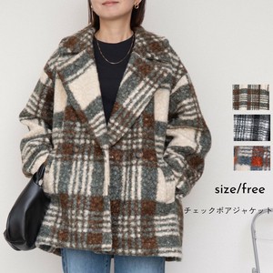 预购 夹克 新商品 绒毛/蓬松毛绒 色织 格子图案