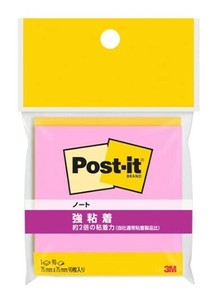 【3M】 ポストイット 強粘着 ノート 75×75mm 654SS-KH 付箋