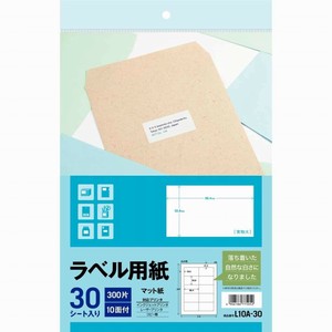 【エーワン】 ラベル用紙 マット紙 10面 30シート A4サイズ L10A30 3M