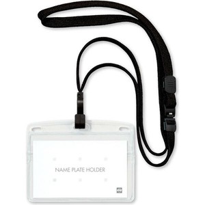 【オープン工業】 吊り下げ名札 フック式 1枚入 黒 NL-22P-BK ソフトヨコ名刺 チャック付