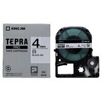 【キングジム】 テプラPROテープ 白 黒文字 4mm SS4K