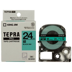 【キングジム】 テプラ PROテープ パステル緑 黒文字 24mm幅 SC24G