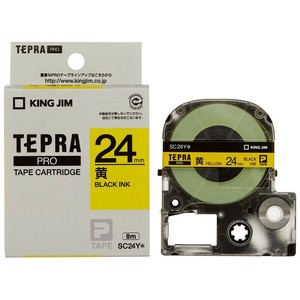 【キングジム】 テプラ PROテープ パステル黄 黒文字 24mm幅 SC24Y