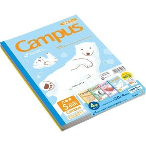 【コクヨ】 キャンパスノート 用途別 B5 5mm方眼罫 10mm実線 アニマル柄 4冊セット ノ-30AS10-5X4 かわいい