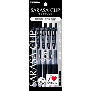【ゼブラ】 ゲルインクボールペン サラサクリップ　 0.5mm 　黒 5本入　 P-JJ15-BK5