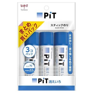 【トンボ鉛筆】 スティックのり消えいろピットN 3P HCA-322