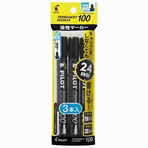 【パイロット】 油性ペン パーマネントマーカー100 黒 3本パック P-MPM-30F-3B