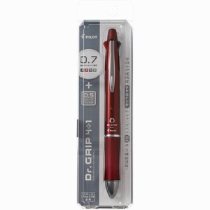【パイロット】 多機能油性ボールペン ドクターグリップ4+1 0.7mm ボルドー PBKHDF1SF-NBO