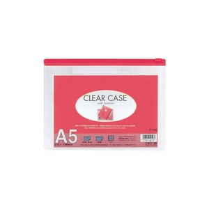 【リヒトラブ】 クリアーケース ファスナー付 A5 赤 F72Sアカ