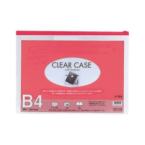 【リヒトラブ】 クリアーケース ファスナー付 B4 赤 F75Sアカ