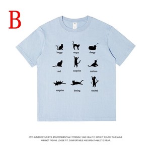 Tシャツ 半袖 ラウンドネック 猫  夏 快適 メンズ ファッション DYLA1124