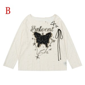 Tシャツ 長袖 ラウンドネック 花柄 快適  レディース ファッション  DYLA1128