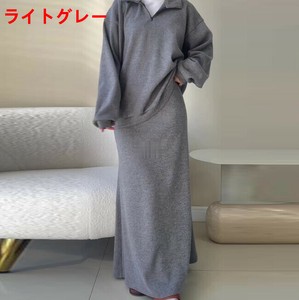スカートスーツ 2点セット 秋冬 ゆったり   長袖   無地   レディース ファッション  MBQ3667