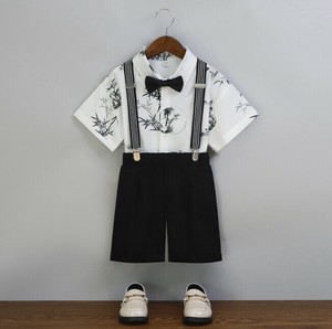 ショートパンツスーツ 4点セット シャツ 半袖 夏 花柄 快適 子供 ファッション MBQ3671