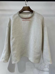 Tシャツ    ラウンドネック  長袖  リネン  無地  ゆったり    レディース ファッション   MXQ-5# WXB706