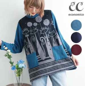 ねこ柄パッチポケットプルオーバー　2025AW　Economico