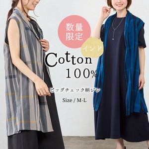 背心外套/马甲 女士 印度棉 格子图案
