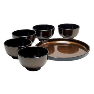 尾崎商店 ラメ塗丸盆・汁椀セット G23-81 5260-221