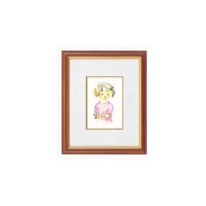 1302240　いわさきちひろインチ額タテ(ちひろ絵はがき一枚入り)　1399240・ピンクのセーターの少女