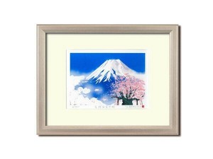 吉岡浩太郎「吉祝」版画額(大衣)　1458640・桜白富士