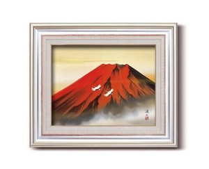 伊藤渓山　日本画額　F6AS　13319・赤富士