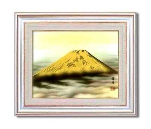 葛谷聖山(梅月)日本画額F6AS　12292・金富士