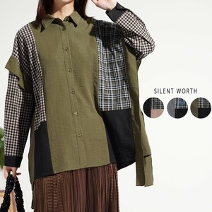 Button Shirt/Blouse Check Pattern Patchwork [2025 NEW]