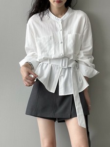 シャツ ラウンドネック   長袖  無地 ゆったり  快適  レディース ファッション  82592# WXB716