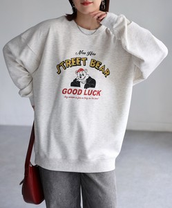 STREET BEARプリントトレーナー　スウェット　トレーナー　ベアー　クマ　ロゴ　レトロ　カジュアル