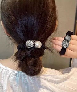 国内即納 ビジュー付き ヘアゴム レディース 上品