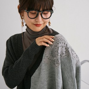 Cardigan Tunic Ladies fashion Floral Pattern V-Neck Knit Cardigan