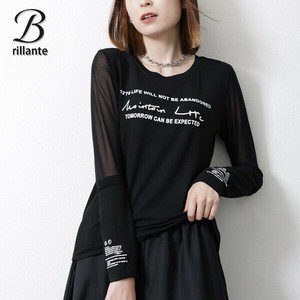 【10/上予約販売】クルーネックリブニット袖メッシュ シアー トップスインナー2025aw新作 秋冬（201239）