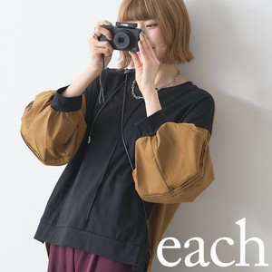 【each 新作】シルケット綿・ランタン袖異素材デザイントップス 2025AW モード each東京