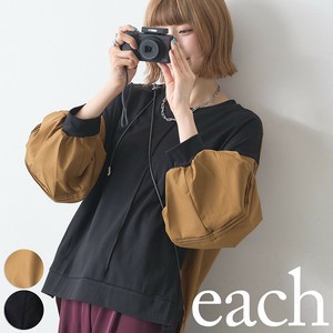 【each 新作】シルケット綿・ランタン袖異素材デザイントップス 2025AW モード each東京
