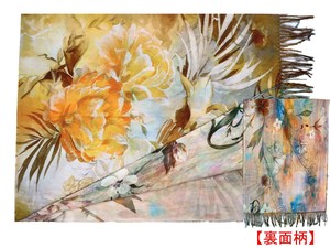 デジタルアート　ストール　大花柄
