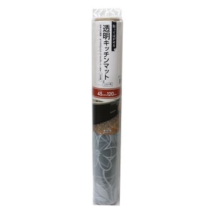 透明キッチンマット　フラワー　45×120cm　ホワイト　PKM-4512 W
