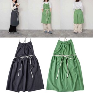 【AND PACKABLE】APエプロン 綿麻ギャザーファム