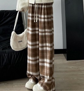 ニット《ハイウエストチェックワイド起毛パンツ 》