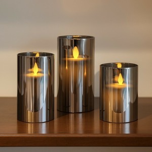 【2025年9月 新入荷】3サイズ展開 LEDキャンドル・グレー