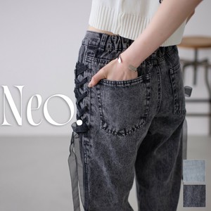 【ラスト再入荷】■Neo.■ 脇レース フレアデニムパンツ