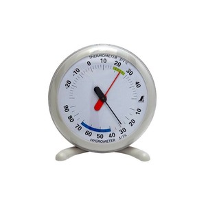 シンワ測定 温湿度計 Q-1 丸型 15cm ライトグレー 70495