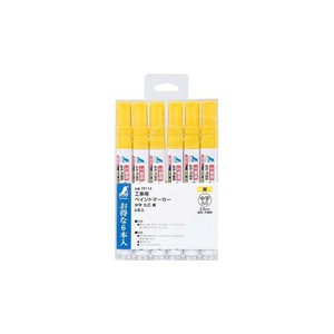 シンワ測定 工事用 ペイントマーカー 中字 丸芯 黄 6本入 79114
