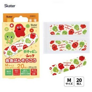 救急絆創膏(ばんそうこう) M 20枚入 ガチャピン ムック スケーター QQB1C
