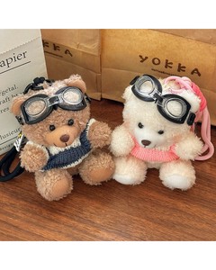 【大人気】くま キーホルダー ゴーグル付き ぬいぐるみ ベア バッグチャーム ぬいぐるみ もこもこ 韓国系