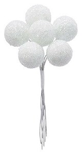 【クリスマス】【アーティフィシャルフラワー】AX60762 グリッターベリーバンチ(1束6本)　#001 ﾎﾜｲﾄ